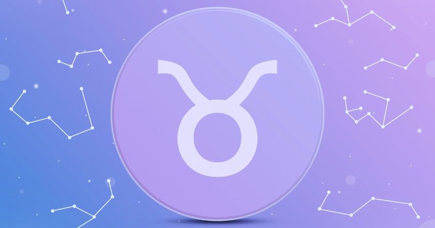 Taurus personality traits constellation and zodiac symbol in purple sky