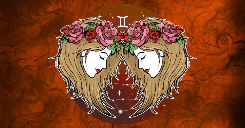 Gemini personality traits zodiac sign twins symbol with roses