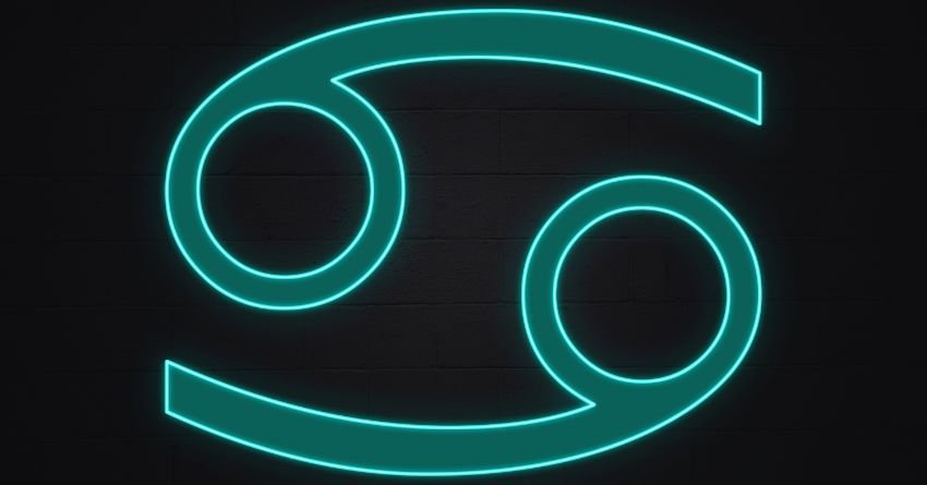 Cancer Neon Zodiac Symbol Cancer personality traits glowing neon crab zodiac symbol