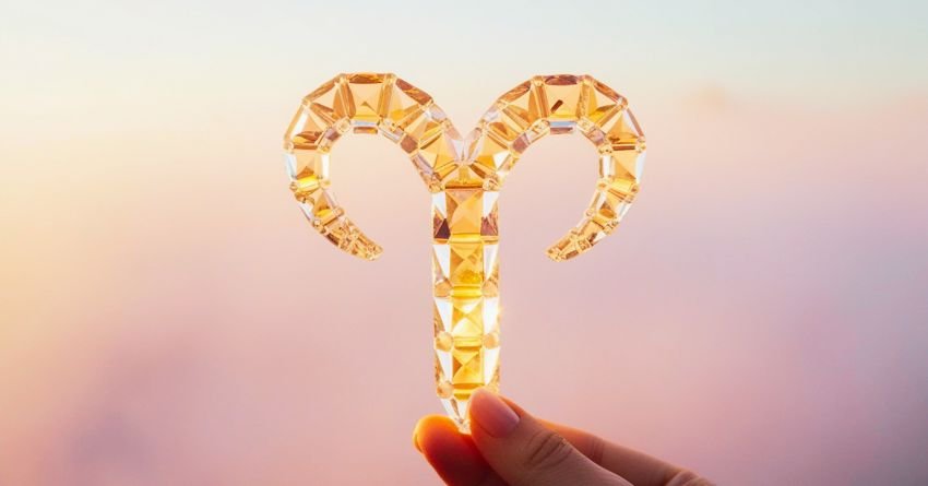 Aries zodiac symbol Aries zodiac symbol crystal illustration