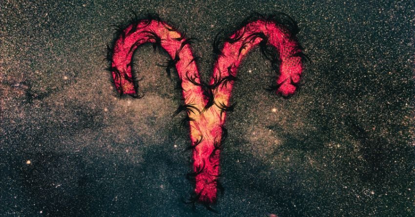 Aries brutal truth zodiac symbol Aries brutal truth zodiac symbol in a dark galaxy background