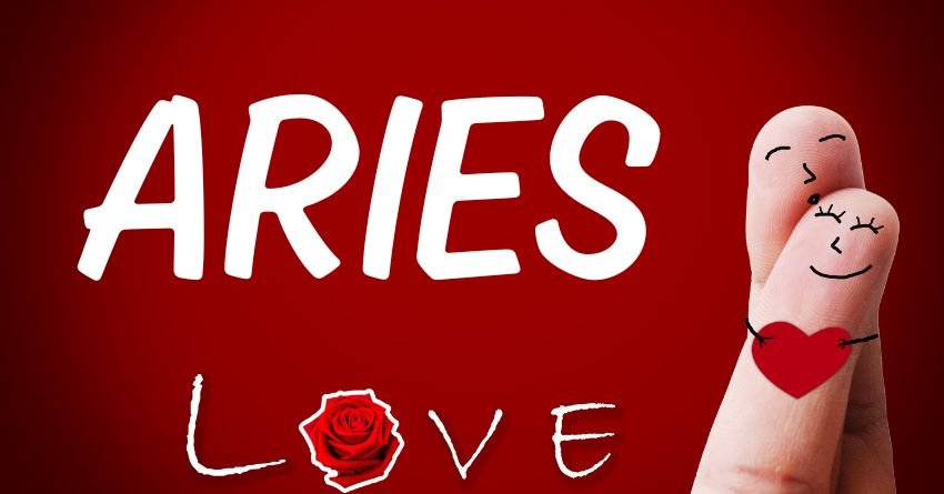 Aries in Love Aries in love image with romantic red background and heart illustration