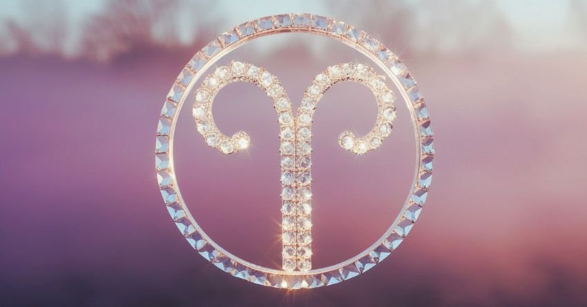 Aries Zodiac Symbol Aries zodiac symbol on a soft purple background