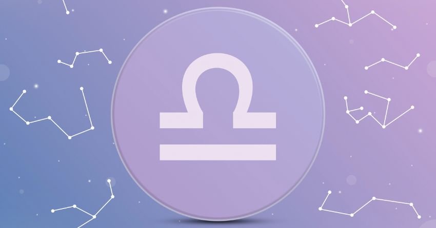 Libra zodiac constellation symbol purple background Libra personality traits balance and harmony