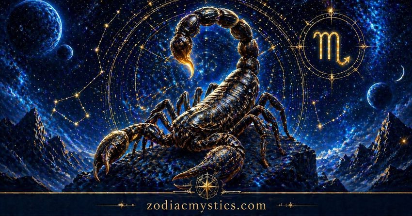 Scorpio zodiac sign scorpion in cosmic galaxy Scorpio personality traits intuition and intensity
