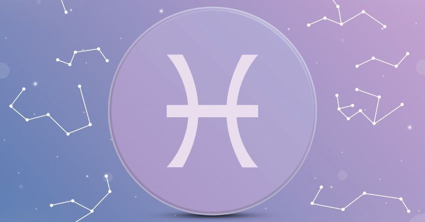 Pisces zodiac symbol purple background Pisces personality traits emotions and intuition