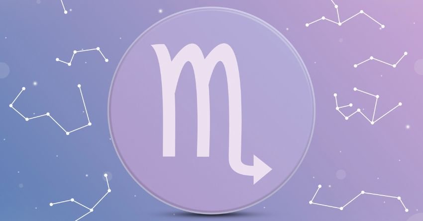 Scorpio zodiac symbol purple background Scorpio personality traits mystery and intensity