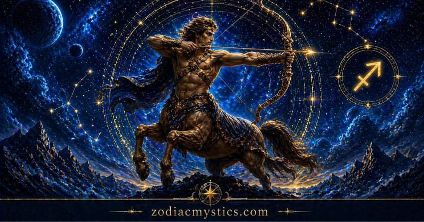 Sagittarius zodiac sign archer in cosmic galaxy Sagittarius personality traits freedom and adventure