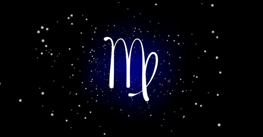 Virgo zodiac symbol glowing in starry sky Virgo personality traits precision and analysis