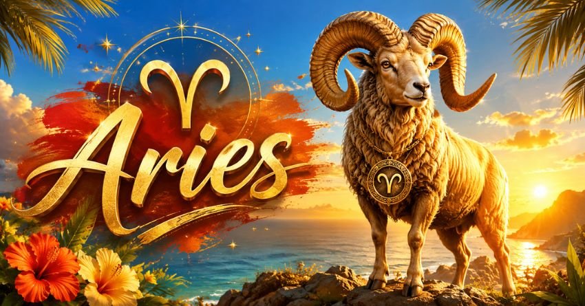 Aries June 2026 Horoscope Aries June 2026 horoscope - golden ram zodiac sign illustration