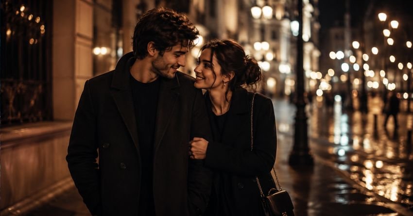 Aries Compatibility Aries compatibility couple in love at night