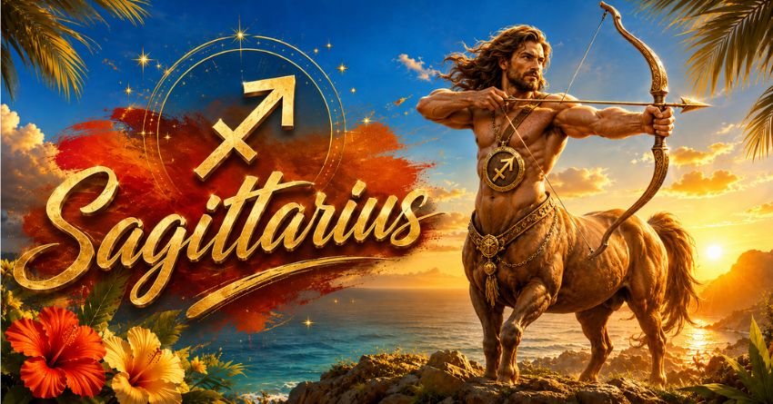 Sagittarius June 2026 Horoscope Sagittarius June 2026 horoscope - golden archer zodiac sign illustration