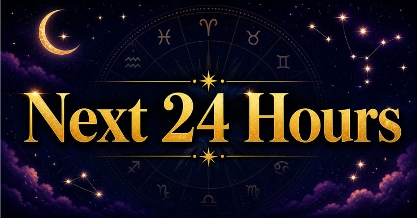 Zodiac signs next 24 hours horoscope reading with zodiac wheel and stars