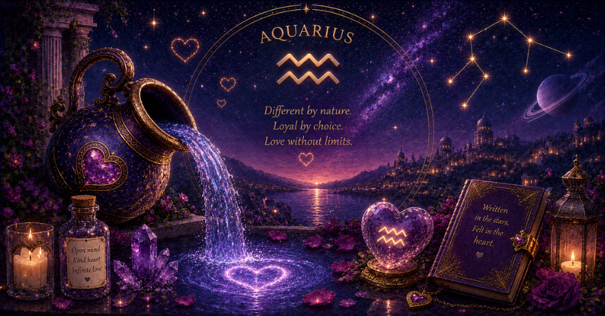 3 Zodiac Signs Aquarius May Fall in Love With This Summer, mystical Aquarius zodiac illustration with cosmic summer romance theme and celestial fantasy artwork