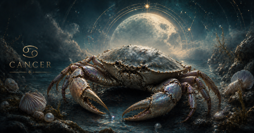 These Zodiac Signs May Hurt Cancer the Most astrology illustration featuring the Cancer zodiac symbol with a dramatic cosmic background and emotional horoscope theme.