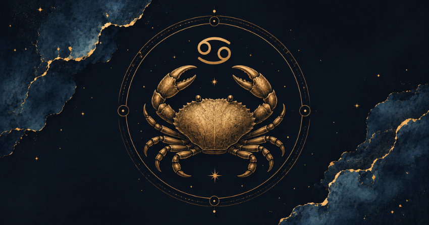 Cancer, The Universe May Have Sent You Here featured image showing the Cancer zodiac sign with celestial astrology artwork