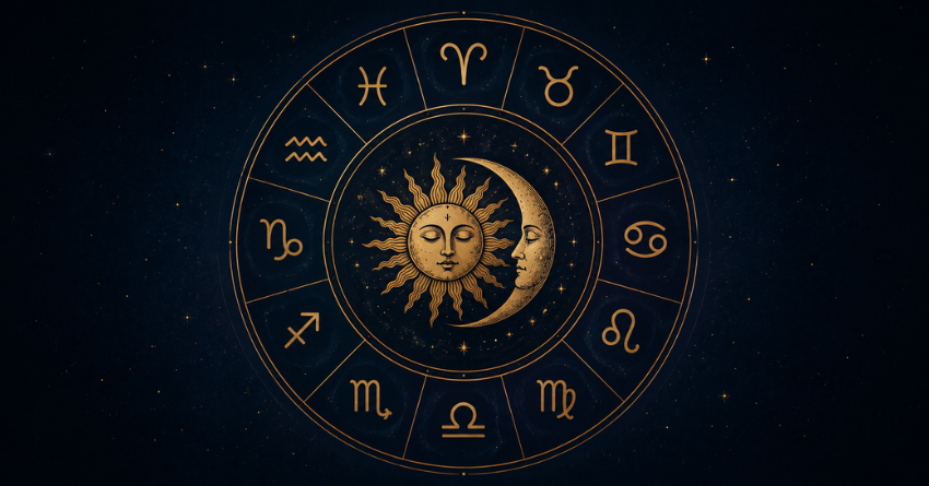 Daily Horoscope for June 26, 2026 featured image with a celestial zodiac wheel, glowing astrology symbols, cosmic blue background, and mystical horoscope design.