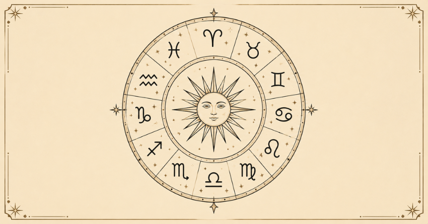 Daily Horoscope for June 16, 2026 zodiac wheel illustration with elegant celestial design and astrology symbols on a light background