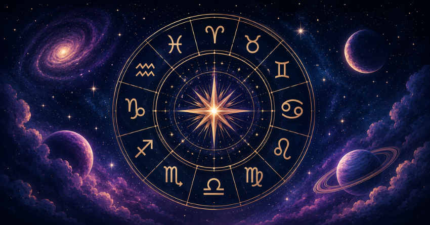 Daily Horoscope for June 28, 2026: What the Stars Want You to Know Today mystical zodiac wheel with glowing celestial symbols, cosmic sky, stars, moon, and elegant astrology artwork.