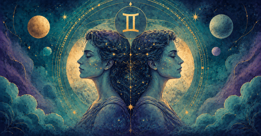 3 Zodiac Signs Gemini Is Meant to Meet mystical Gemini illustration with cosmic background