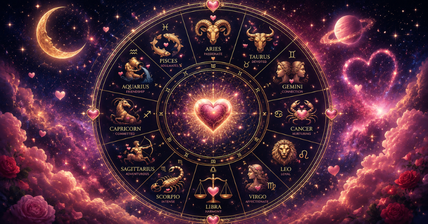 What Every Zodiac Sign Needs to Hear About Love Before July 2026 zodiac wheel love horoscope illustration