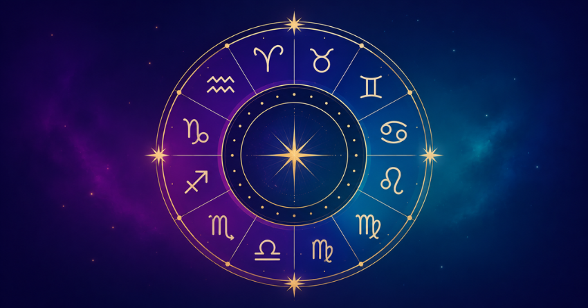 Daily Horoscope for June 25, 2026 featuring a zodiac wheel with all twelve zodiac signs