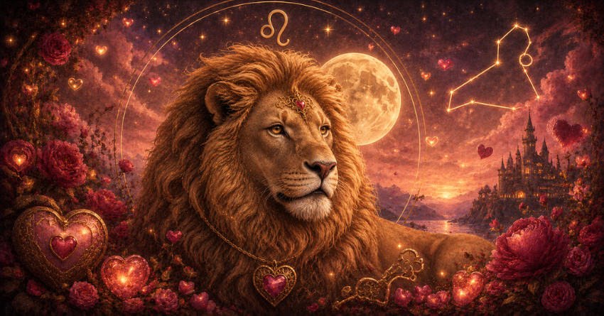 3 Zodiac Signs Leo May Fall in Love With This Summer featuring a mystical Leo lion surrounded by glowing celestial energy and romantic summer astrology artwork