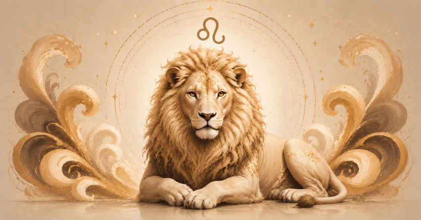 Why Leo Is Ready to Move Forward zodiac sign illustration featuring a majestic lion and emotional healing energy