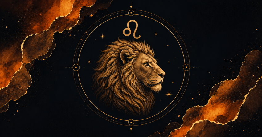Leo, You Were Meant to See This Today zodiac lion symbol with golden cosmic energy