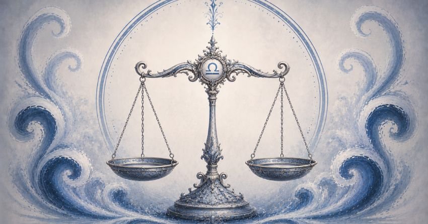 Libra zodiac scales symbol representing destiny, balance, and guidance from the universe