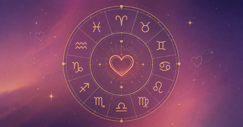 Weekly Love Horoscope for June 29 – July 5, 2026 featuring a mystical zodiac wheel with a glowing heart