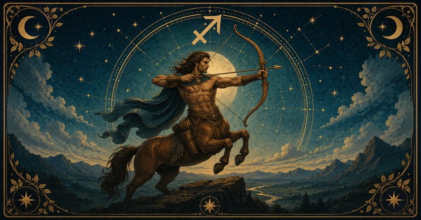 Something Big Is About to Happen to Sagittarius tarot illustration featuring the Sagittarius zodiac sign