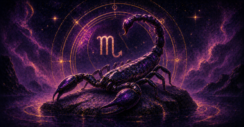 3 Zodiac Signs Scorpio Has the Strongest Chemistry With featuring a mystical Scorpio illustration in purple cosmic colors.