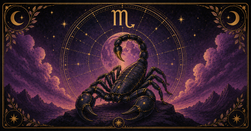 Something Big Is About to Happen to Scorpio tarot-style mystical illustration