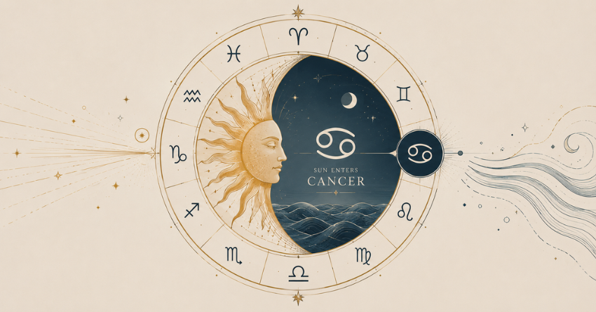 These Zodiac Signs Could Be the Biggest Winners of Cancer Season zodiac wheel illustration with Cancer season astrology theme