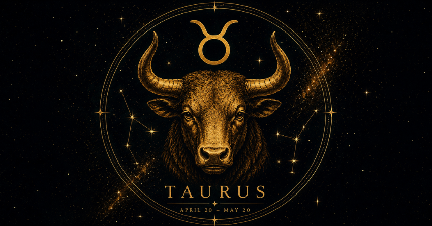 Golden Taurus zodiac symbol representing romance, patience, and emotional growth in love.