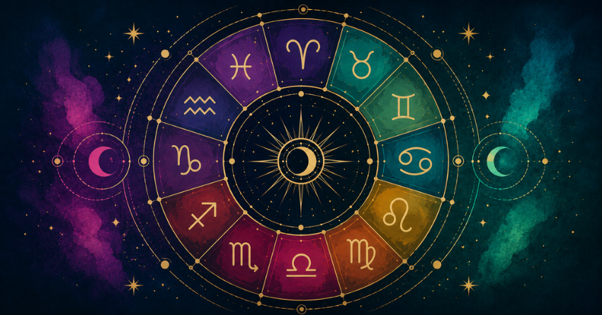 The Happiness Your Zodiac Sign Has Been Waiting For May Finally Arrive zodiac wheel with all 12 zodiac signs in vibrant mystical colors