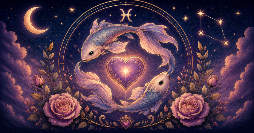 3 Zodiac Signs That Could Be Pisces's Soulmate tarot card art featuring the Pisces zodiac symbol with two mystical fish in a cosmic night sky and glowing soulmate-themed design