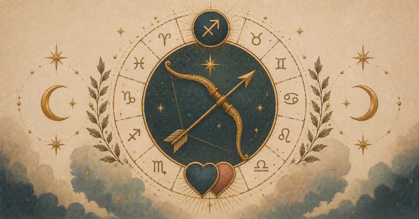 3 Zodiac Signs Sagittarius Is Most Compatible With illustrated zodiac wheel in mystical tarot card style