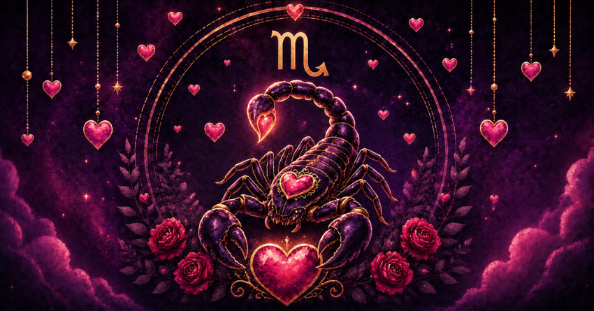 3 Zodiac Signs Most Likely to Fall in Love with Scorpio mystical Scorpio illustration with zodiac symbol and romantic heart