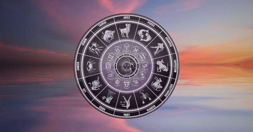 Light pink zodiac wheel in the sky